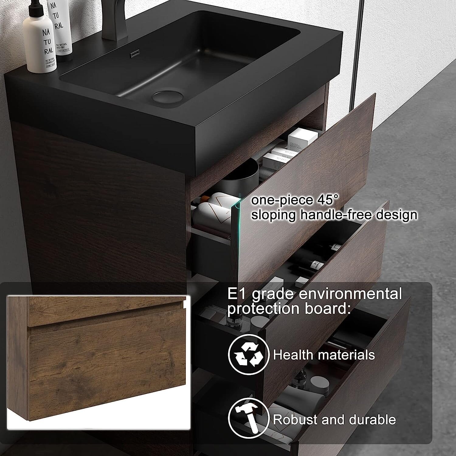 24 Inch Bathroom Vanity with Sink Floor Mounted One-Piece Sink Cabinet - Image 9