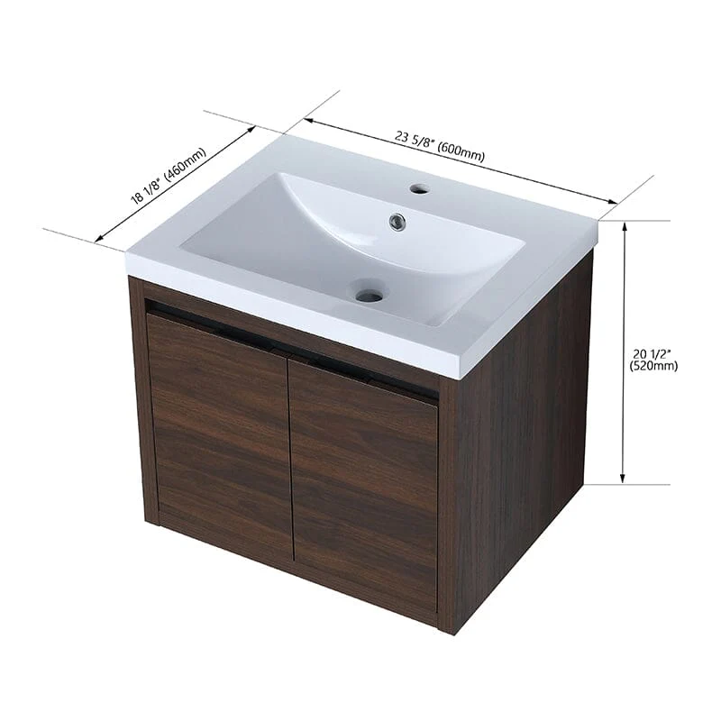 24 Inch Small Bathroom Vanity Cabinet With Sink Float Mounting Design - Image 26