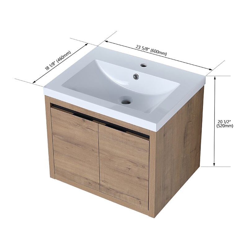 24 Inch Small Bathroom Vanity Cabinet With Sink Float Mounting Design - Image 9