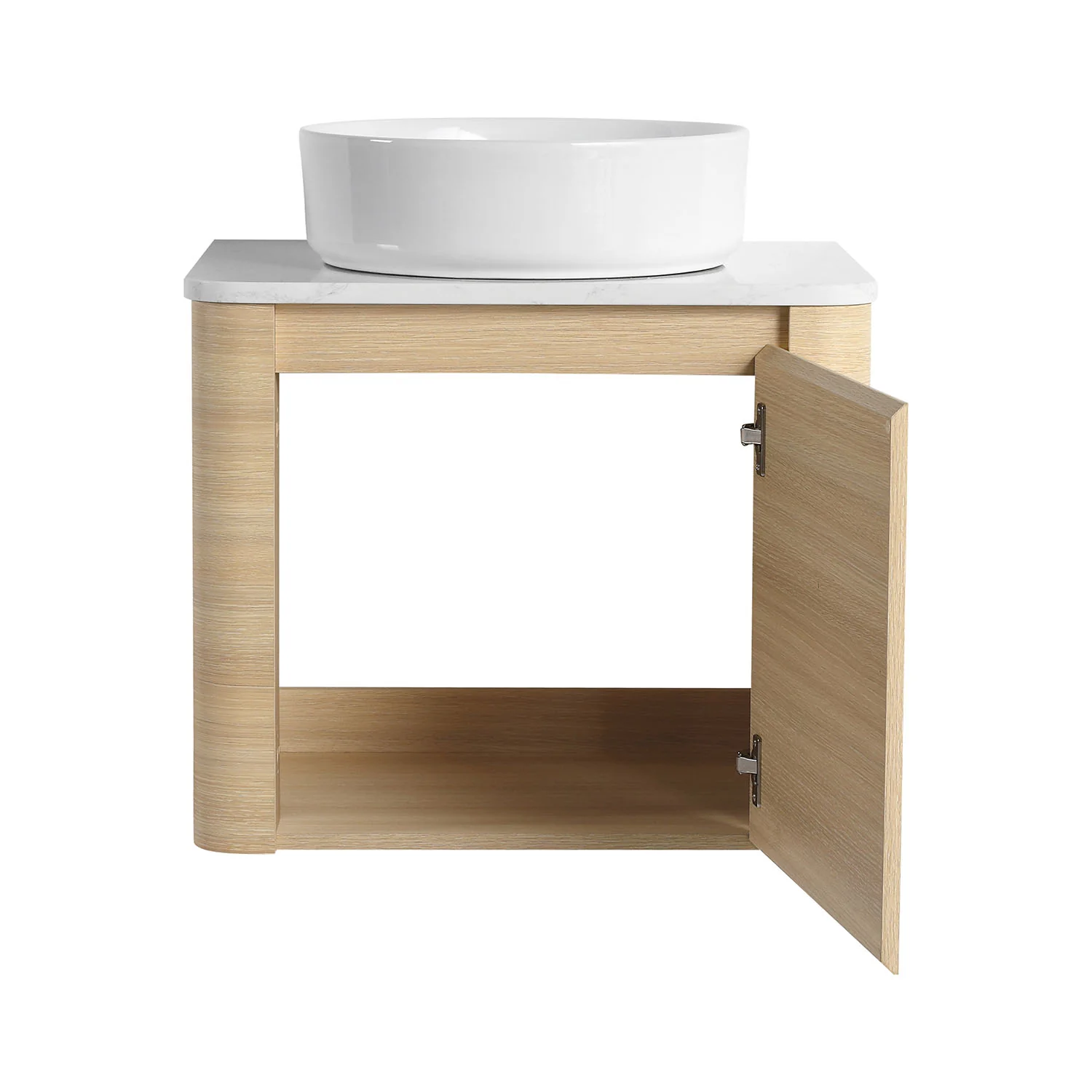24" White Oak Bathroom Vanity with White Ceramic Vessel Sink - Image 6