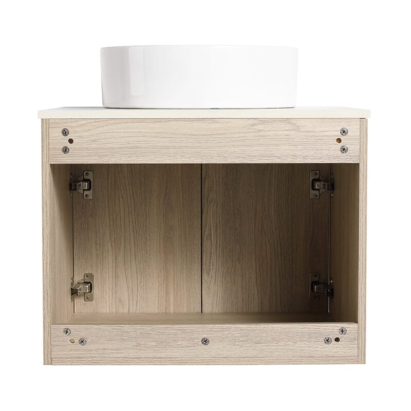 24'' Modern Design Floating Bathroom Vanity Sintered Stone Top Round Ceramic Sink Set - Image 13