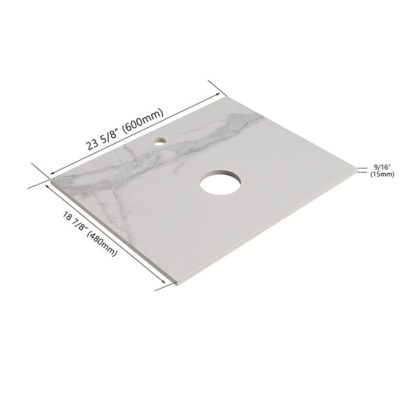 24'' Modern Design Floating Bathroom Vanity Sintered Stone Top Circular Ceramic Sink Set - Image 10