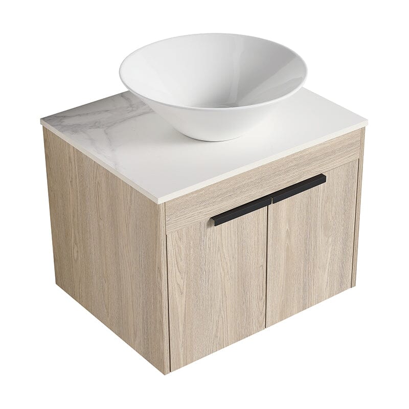 24'' Modern Design Floating Bathroom Vanity Sintered Stone Top Circular Ceramic Sink Set - Image 6