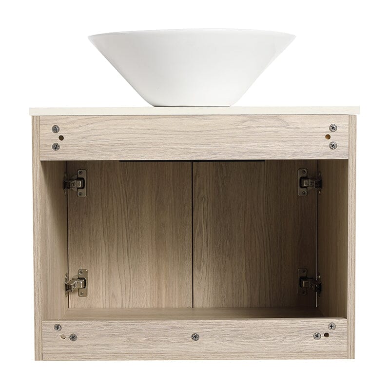 24'' Modern Design Floating Bathroom Vanity Sintered Stone Top Circular Ceramic Sink Set - Image 9