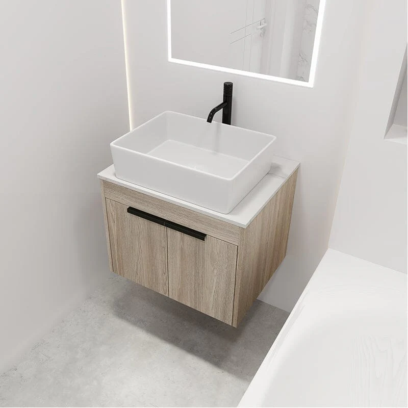 24'' Modern Design Floating Bathroom Vanity Sintered Stone Top Rectangular Ceramic Sink Set - Image 4