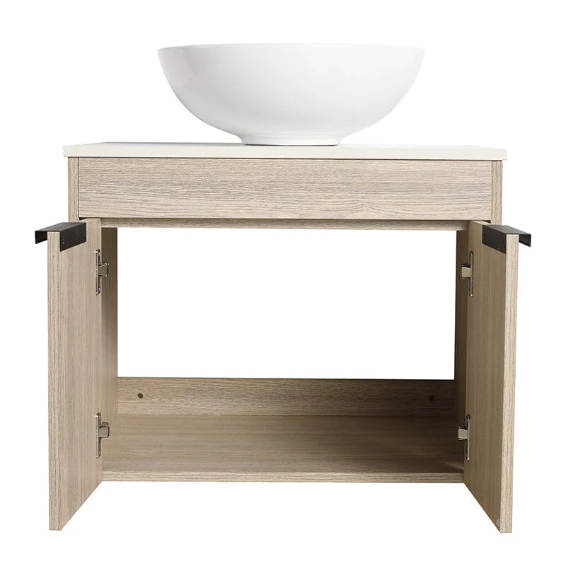 24'' Modern Design Floating Bathroom Vanity Sintered Stone Top Round Ceramic Vessel Sink - Image 12