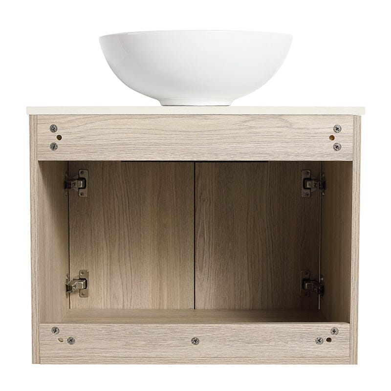 24'' Modern Design Floating Bathroom Vanity Sintered Stone Top Round Ceramic Vessel Sink - Image 13