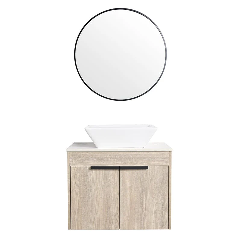 24'' Modern Design Floating Bathroom Vanity Sintered Stone Top Square Ceramic Sink Set - Image 12