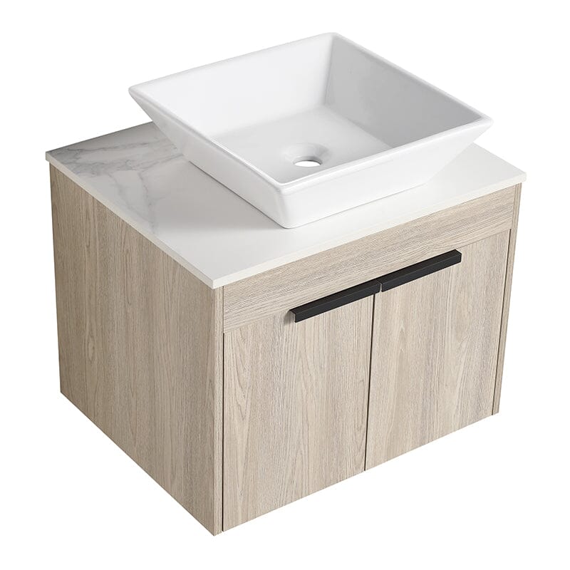 24'' Modern Design Floating Bathroom Vanity Sintered Stone Top Square Ceramic Sink Set - Image 13