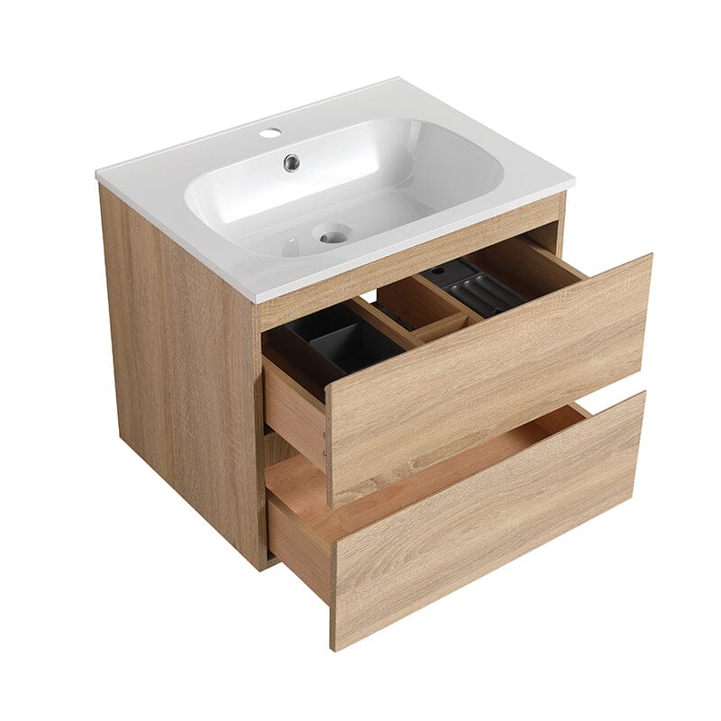 24'' Modern Floating Bathroom Vanity Single Ceramic Sink with Drawers - Image 14