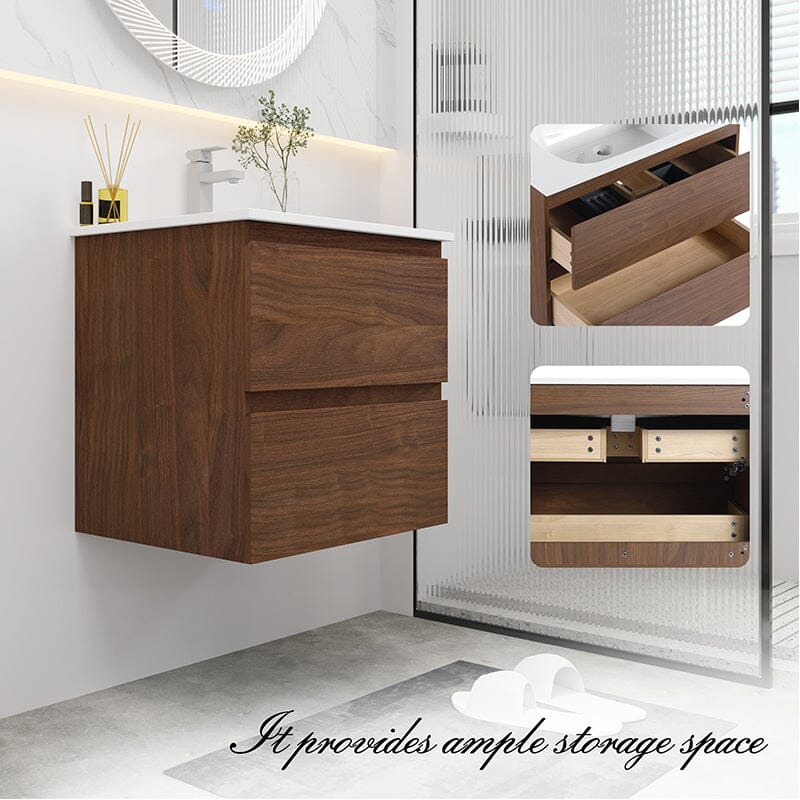 24'' Modern Floating Bathroom Vanity Single Ceramic Sink with Drawers - Image 22