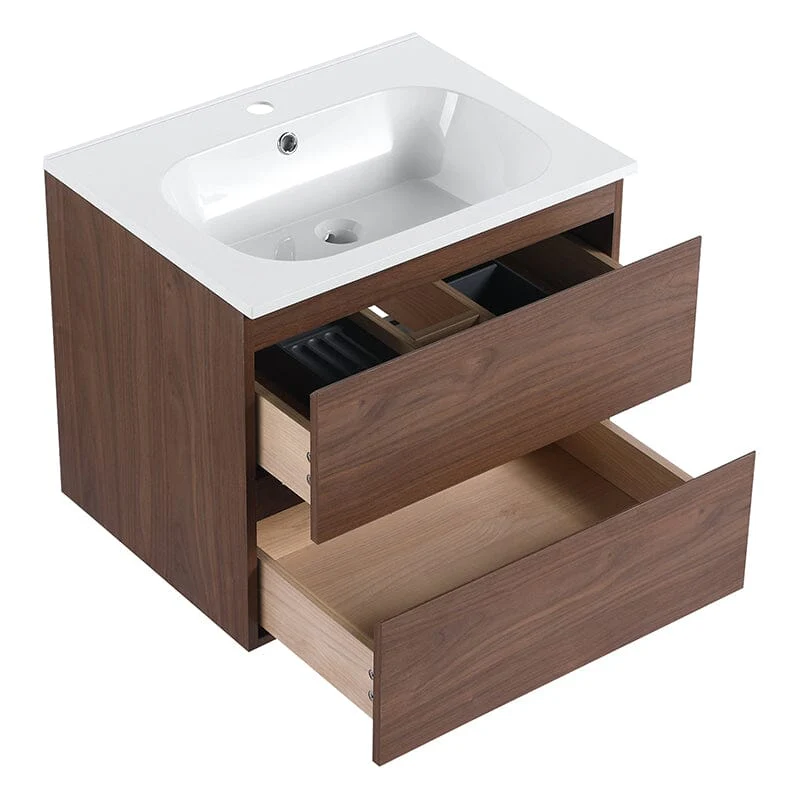 24'' Modern Floating Bathroom Vanity Single Ceramic Sink with Drawers - Image 31