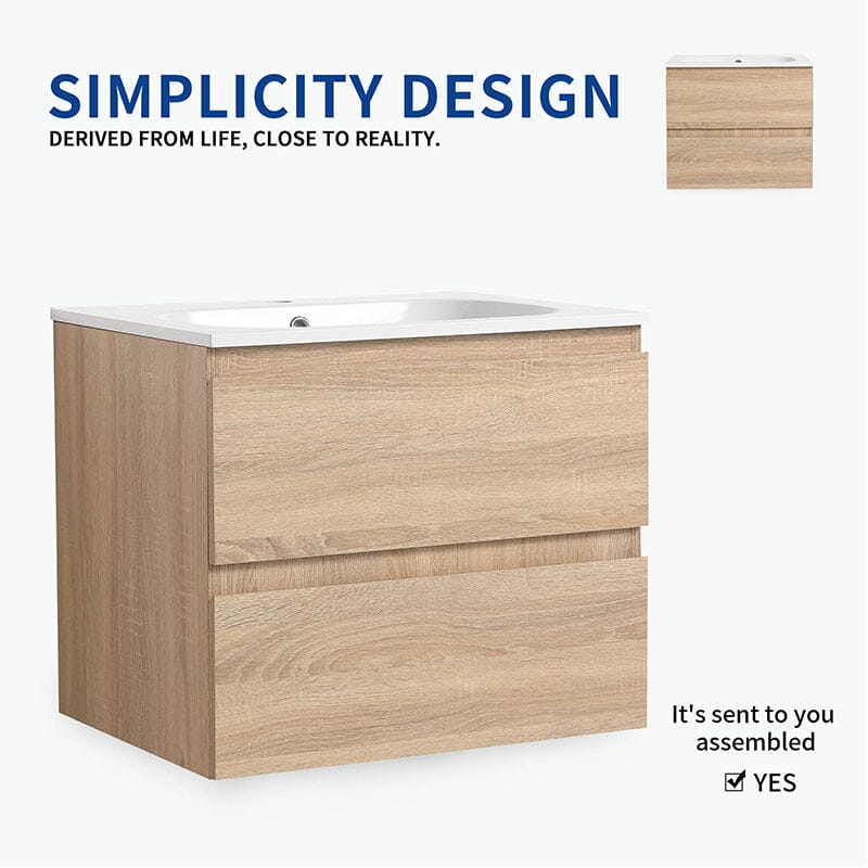 24'' Modern Floating Bathroom Vanity Single Ceramic Sink with Drawers - Image 6