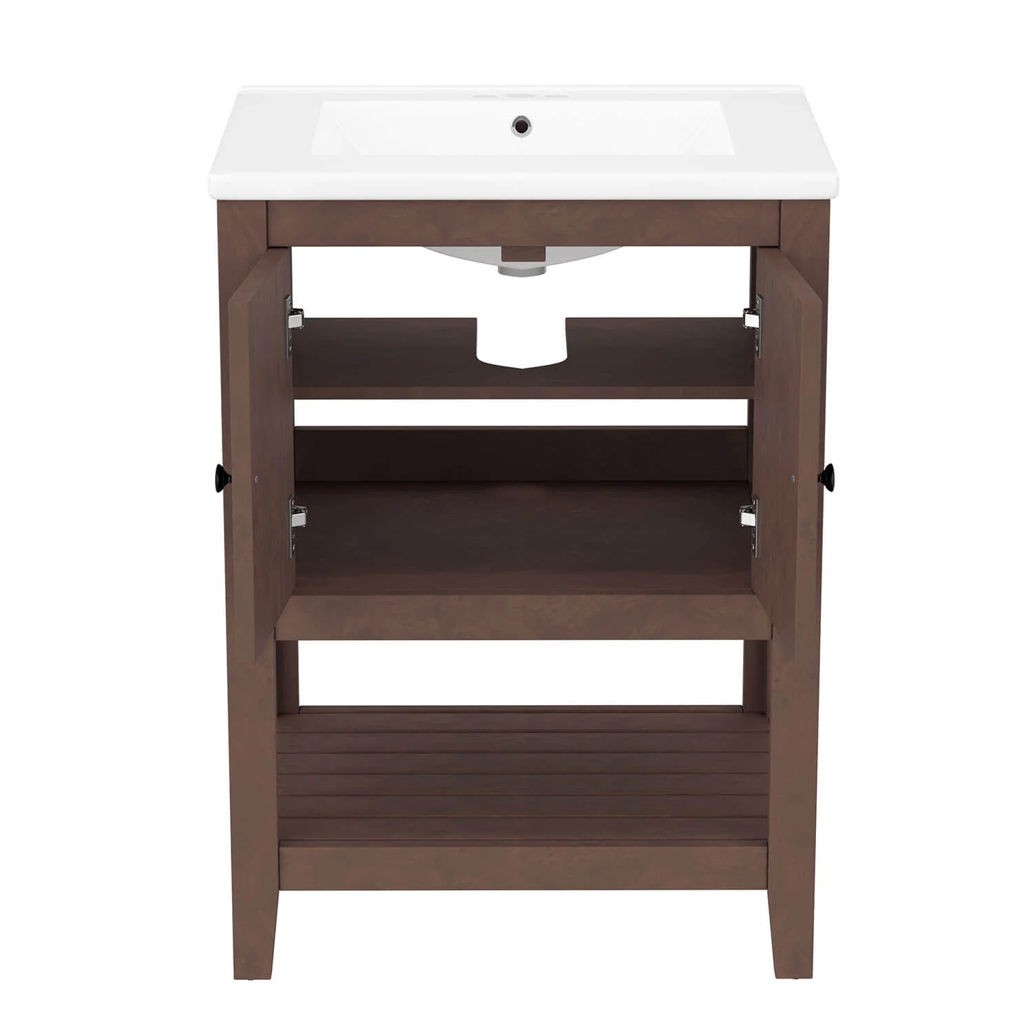 24" Modern Freestanding Bathroom Vanity with Open Style Shelf, Including Ceramic Sink - Image 16