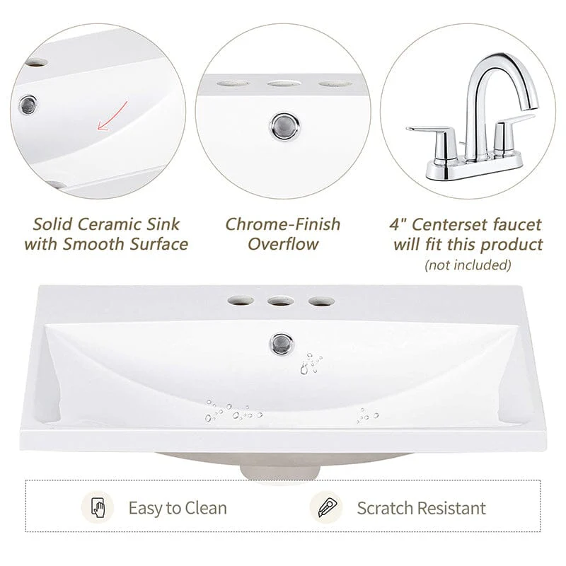 24" Modern Freestanding Bathroom Vanity with Open Style Shelf, Including Ceramic Sink - Image 27