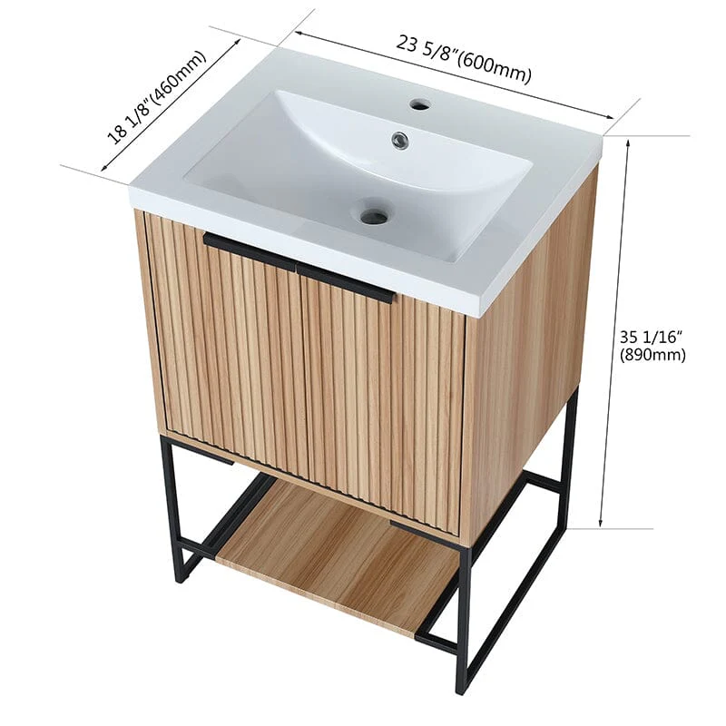 24'' x 18'' Small Freestanding Bathroom Vanity With Resin Basin - Image 8