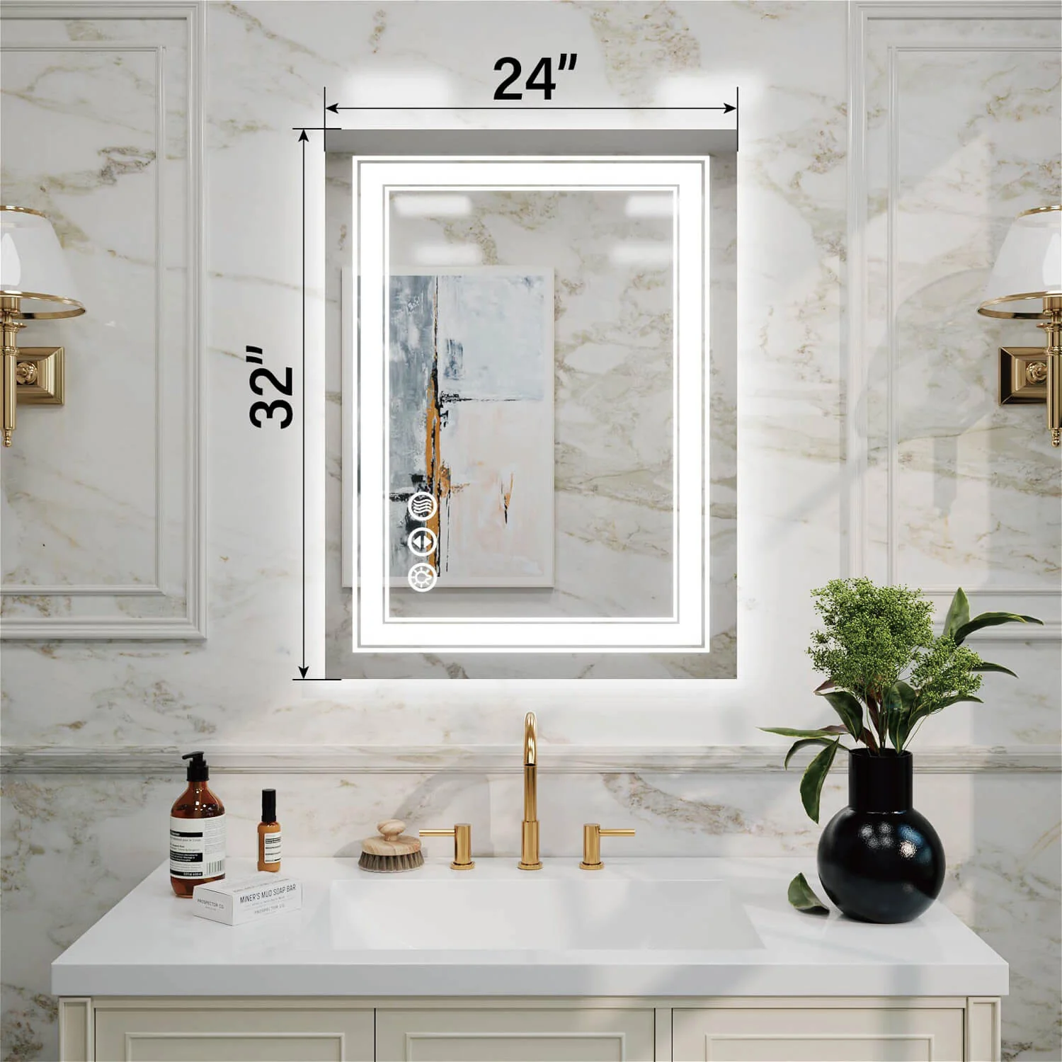 24"x32" LED Bathroom Mirror Anti-Fog Shatterproof ETL Certified - Image 4