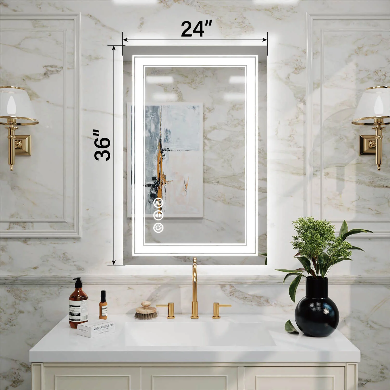 24"x36" LED Bathroom Mirror Anti-Fog Shatterproof ETL Certified - Image 4