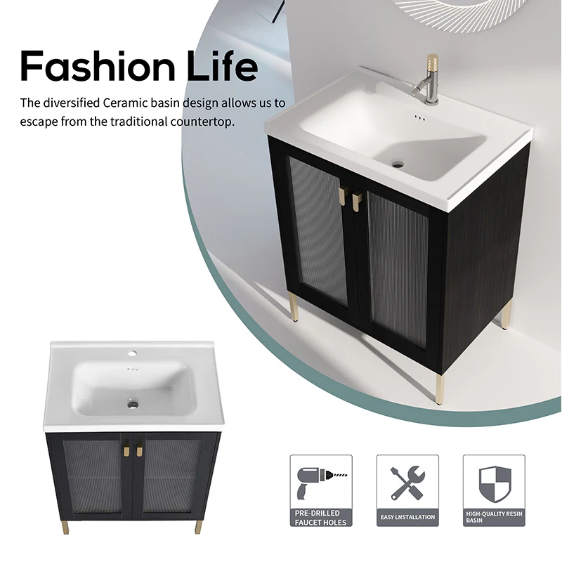 28 Inch Modern Freestanding Bathroom Vanity with Ceramic Sink, Soft Closing Door - Image 6