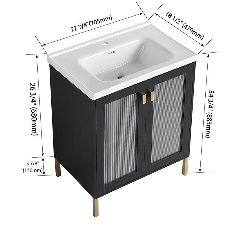 28 Inch Modern Freestanding Bathroom Vanity with Ceramic Sink, Soft Closing Door - Image 9