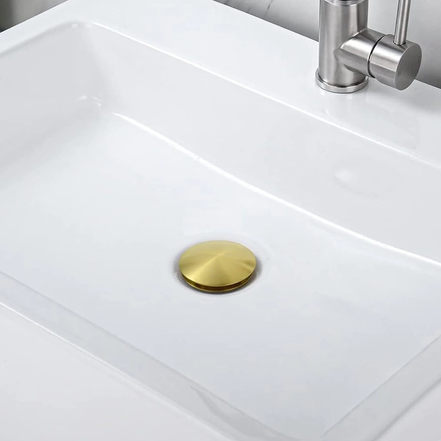2PCS Brushed Gold Bathroom Sink Pop Up Drain in Stainless Steel - Image 3