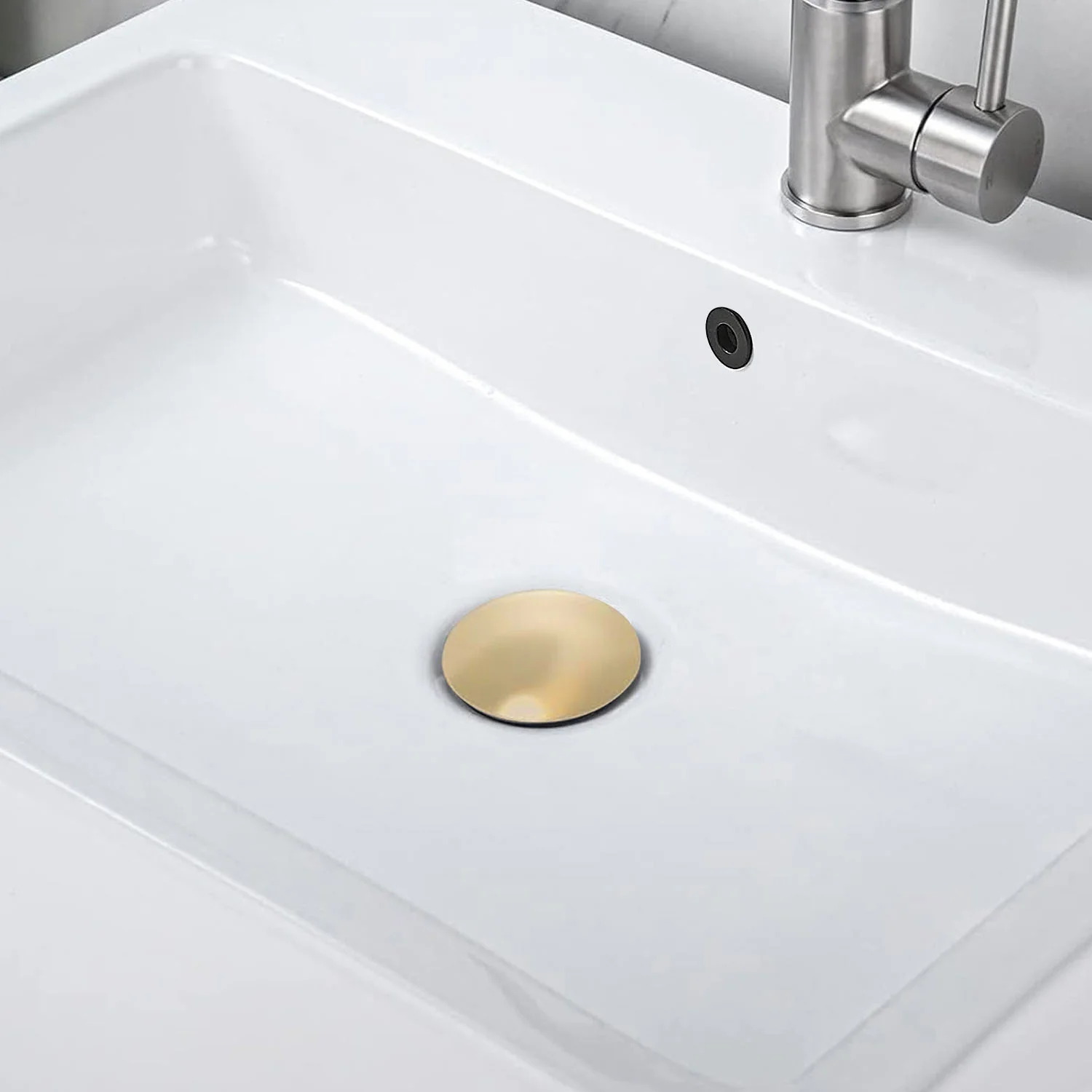 2PCS Brushed Gold Bathroom Sink Pop Up Drain with Overflow - Image 3