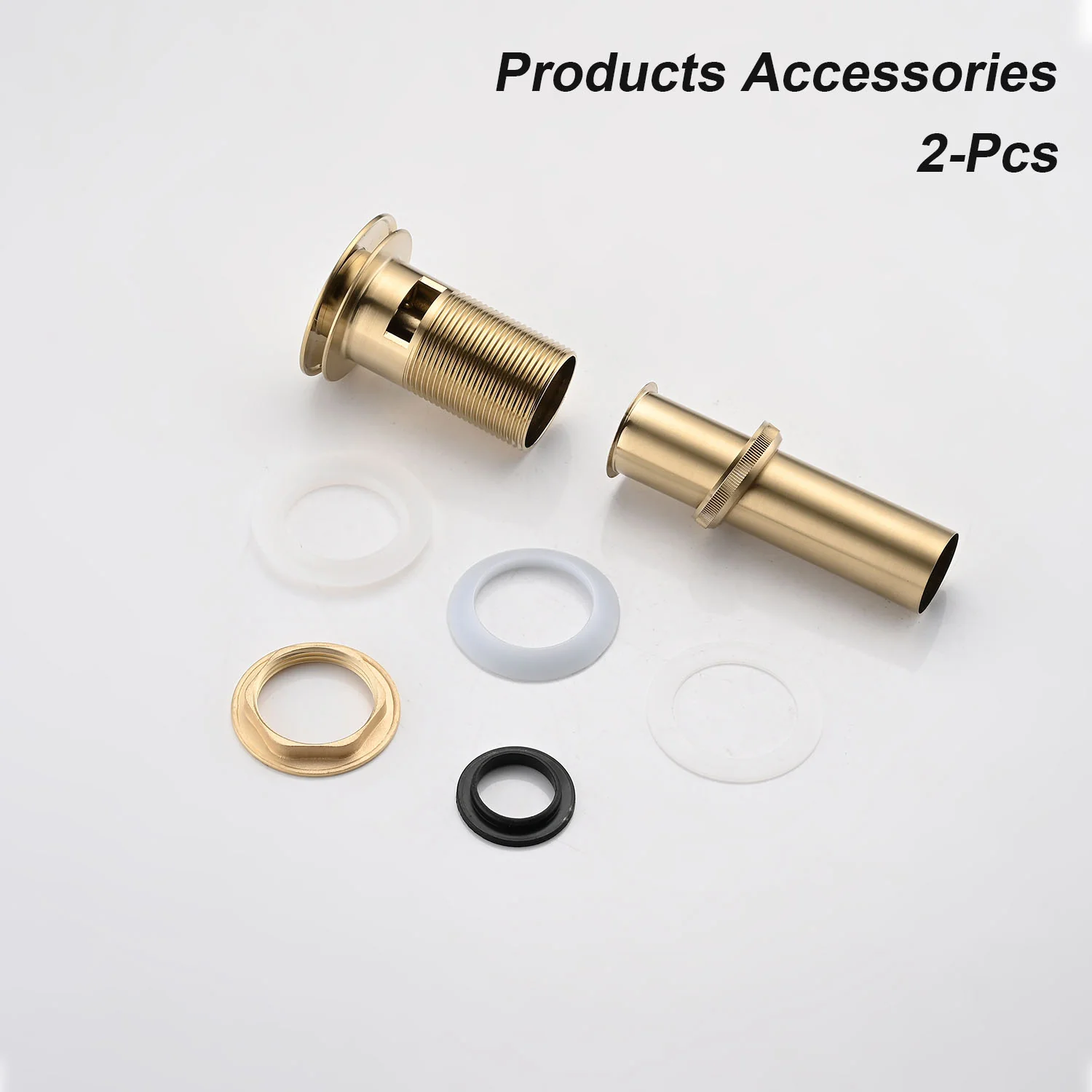 2PCS Brushed Gold Bathroom Sink Pop Up Drain with Overflow - Image 5