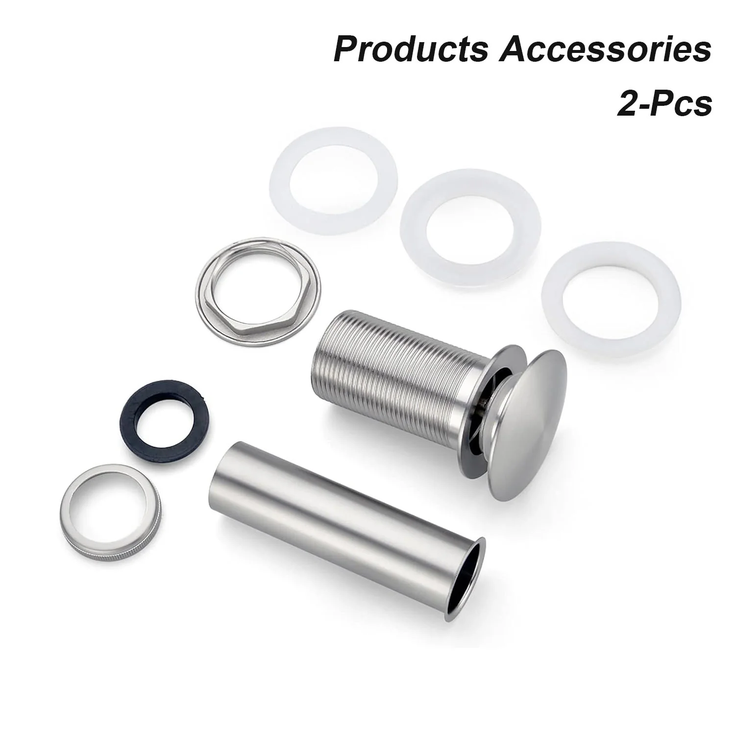 2PCS Brushed Nickel Bathroom Sink Pop Up Drain in Stainless Steel - Image 6