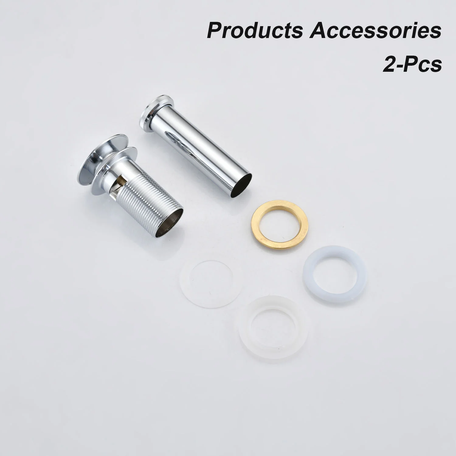 2PCS Chrome Bathroom Sink Pop Up Drain with Overflow - Image 5