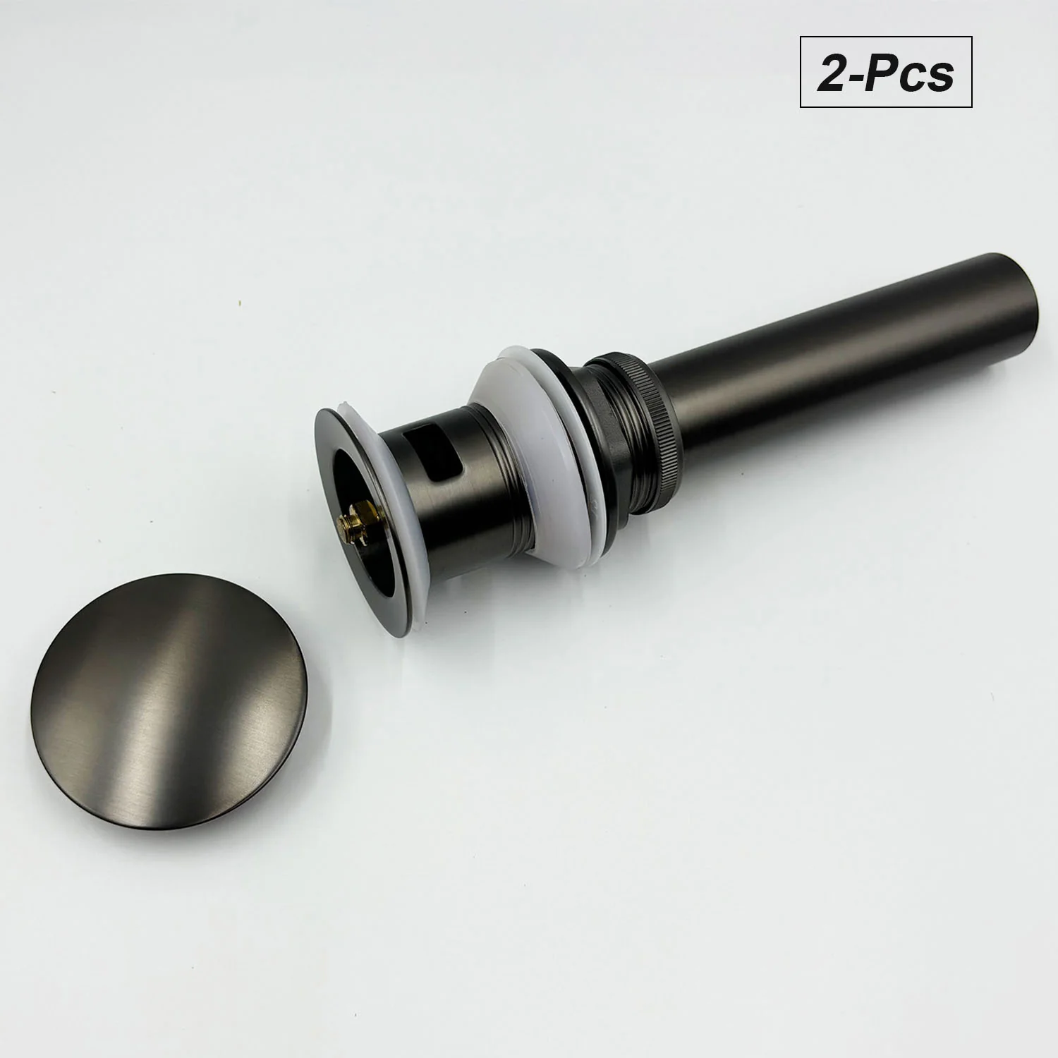 2PCS Gunmetal Bathroom Sink Pop Up Drain with Overflow - Image 3