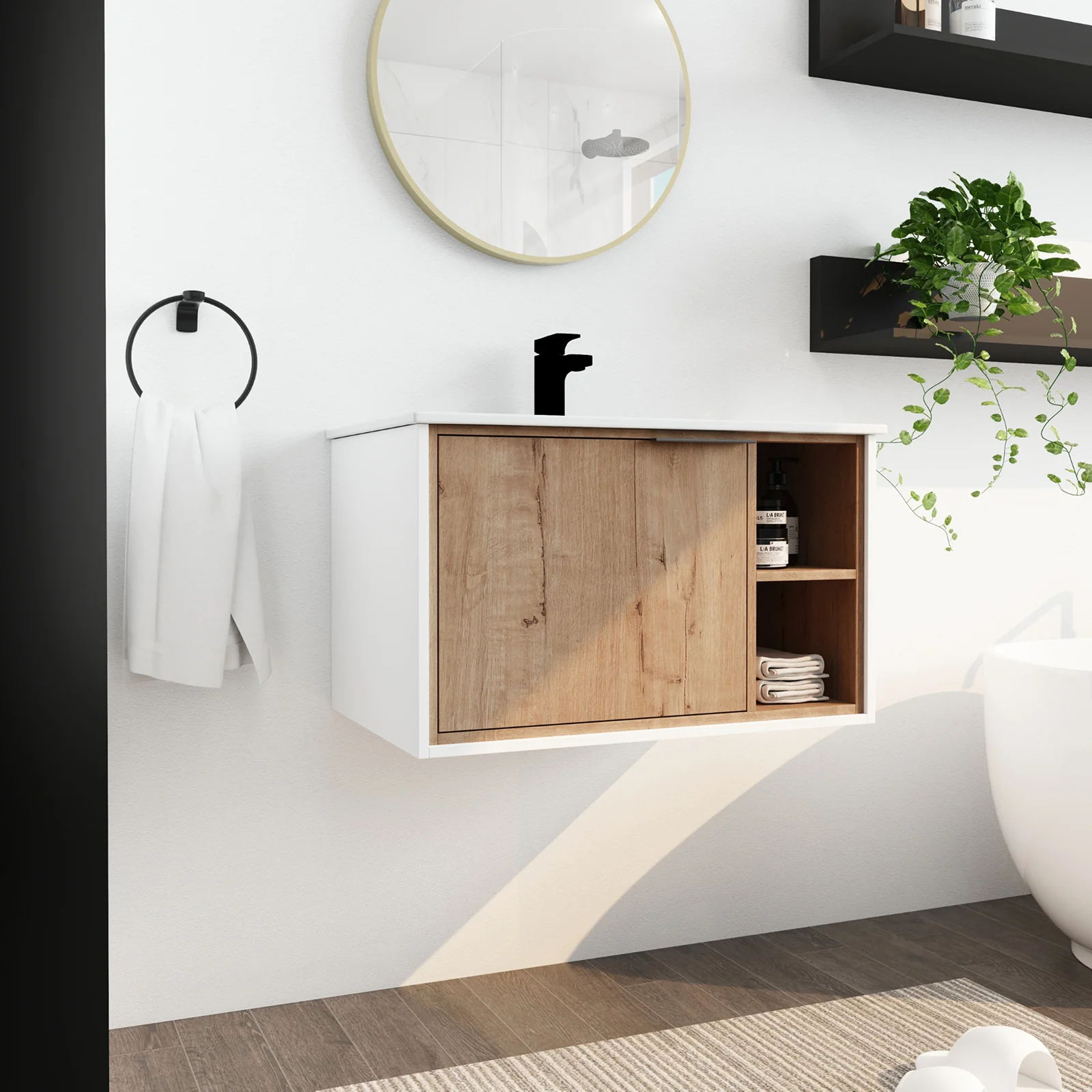30'' Floating Wall-Mounted Bathroom Vanity with Ceramics Sink and Soft-Close Cabinet Door - Image 4