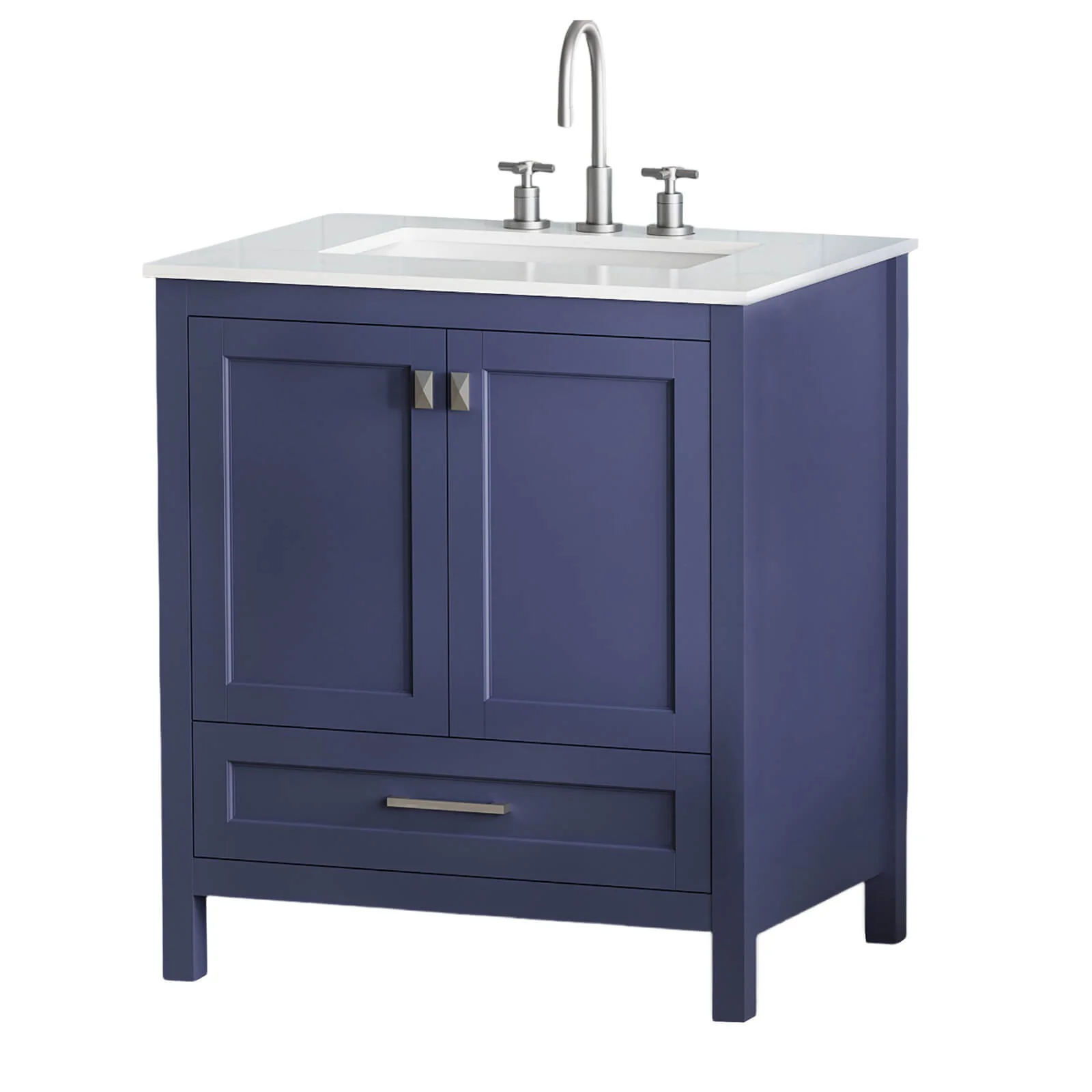 30" Blue Bathroom Vanity with Engineered Stone Countertop - Image 7