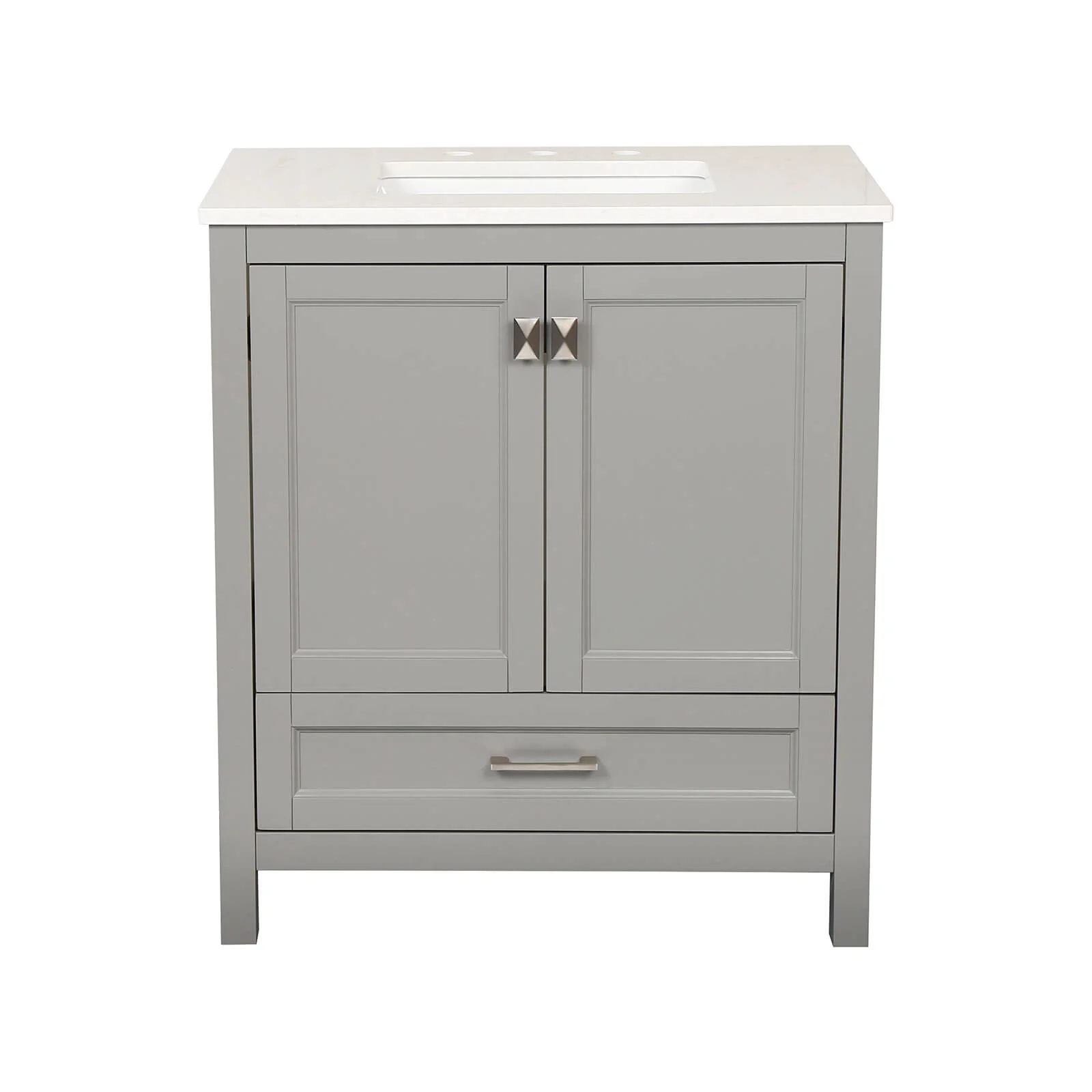 30" Gray Bathroom Vanity with Engineered Stone Countertop - Image 7