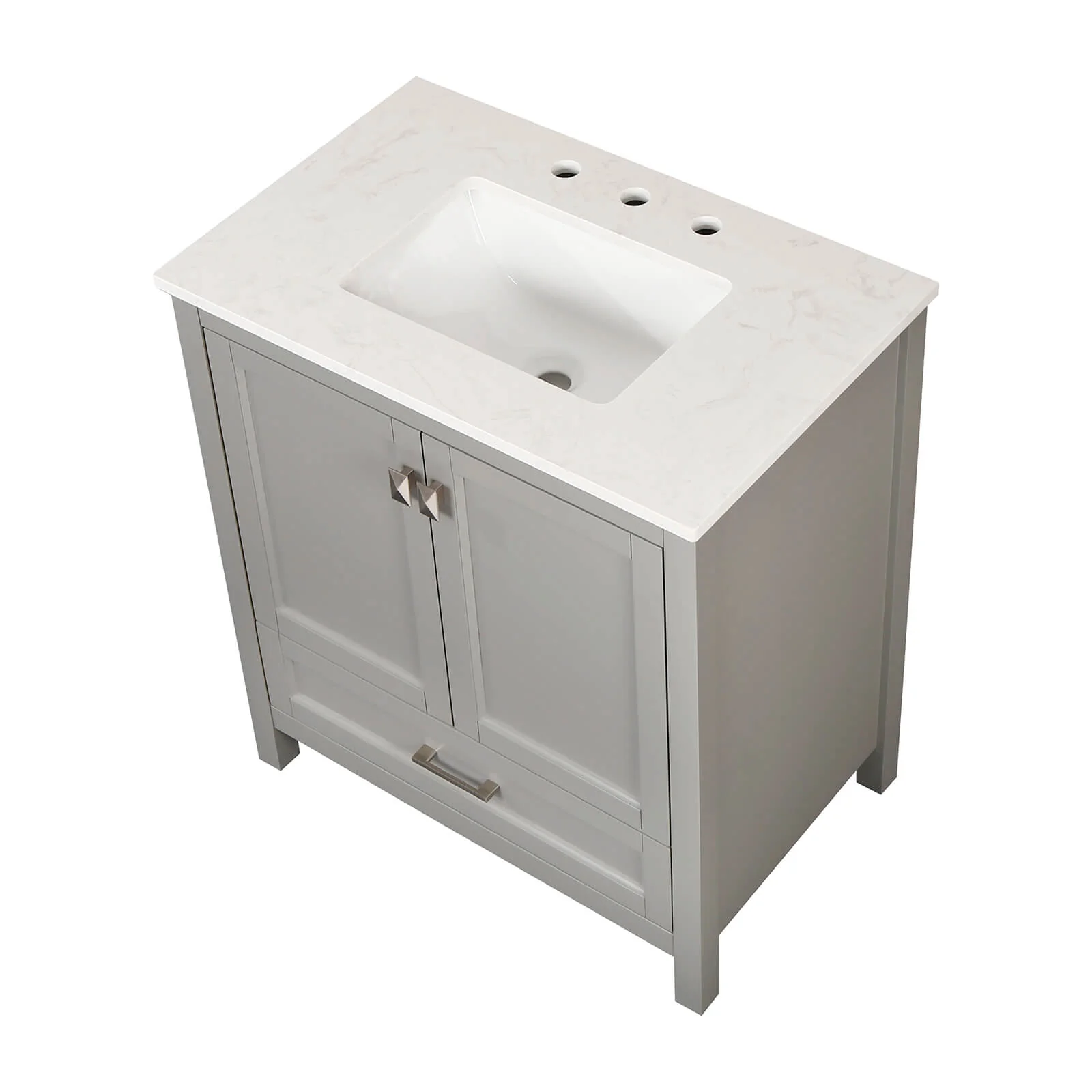 30" Gray Bathroom Vanity with Engineered Stone Countertop - Image 8