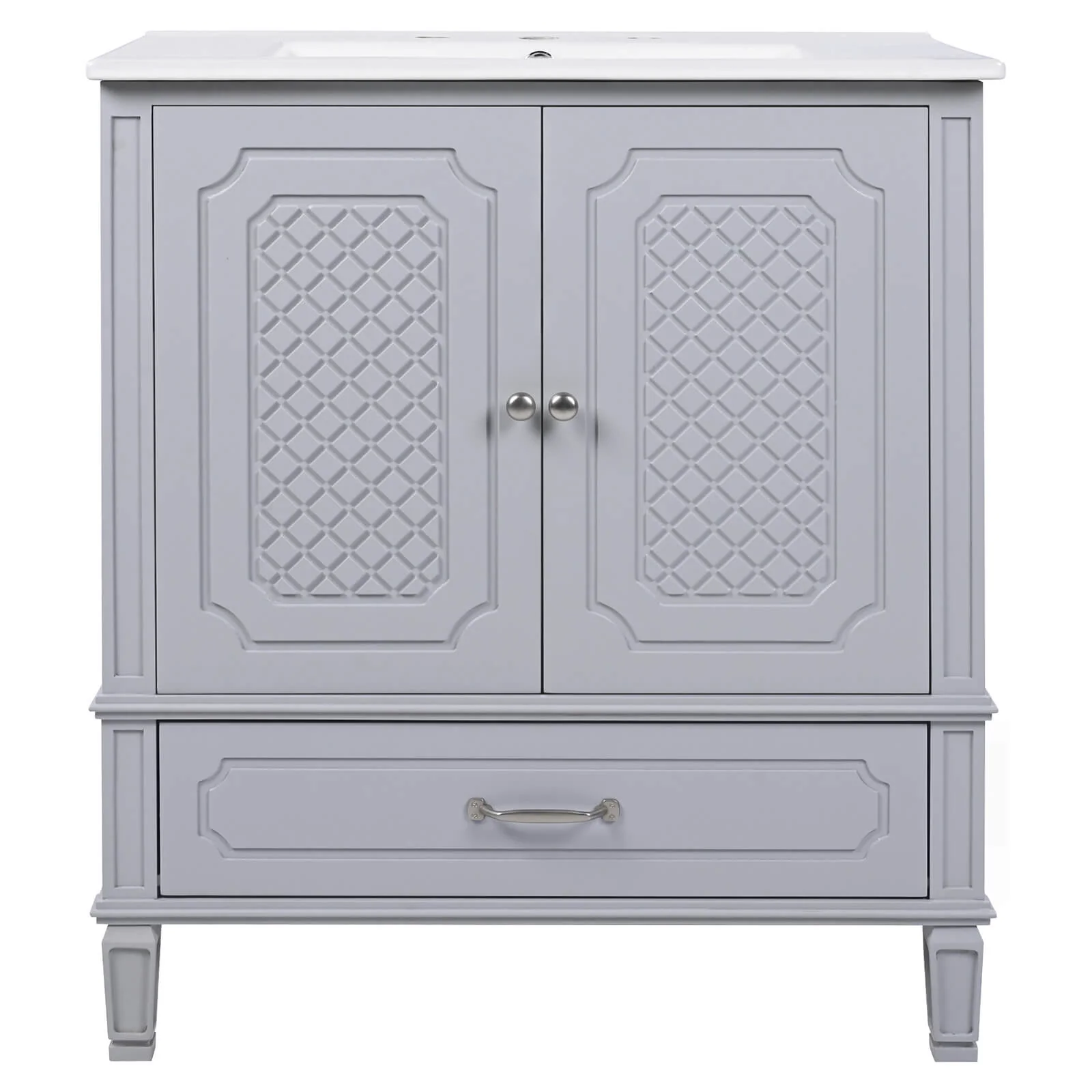 30" Gray Vintage Freestanding Bathroom Vanity - Image 12