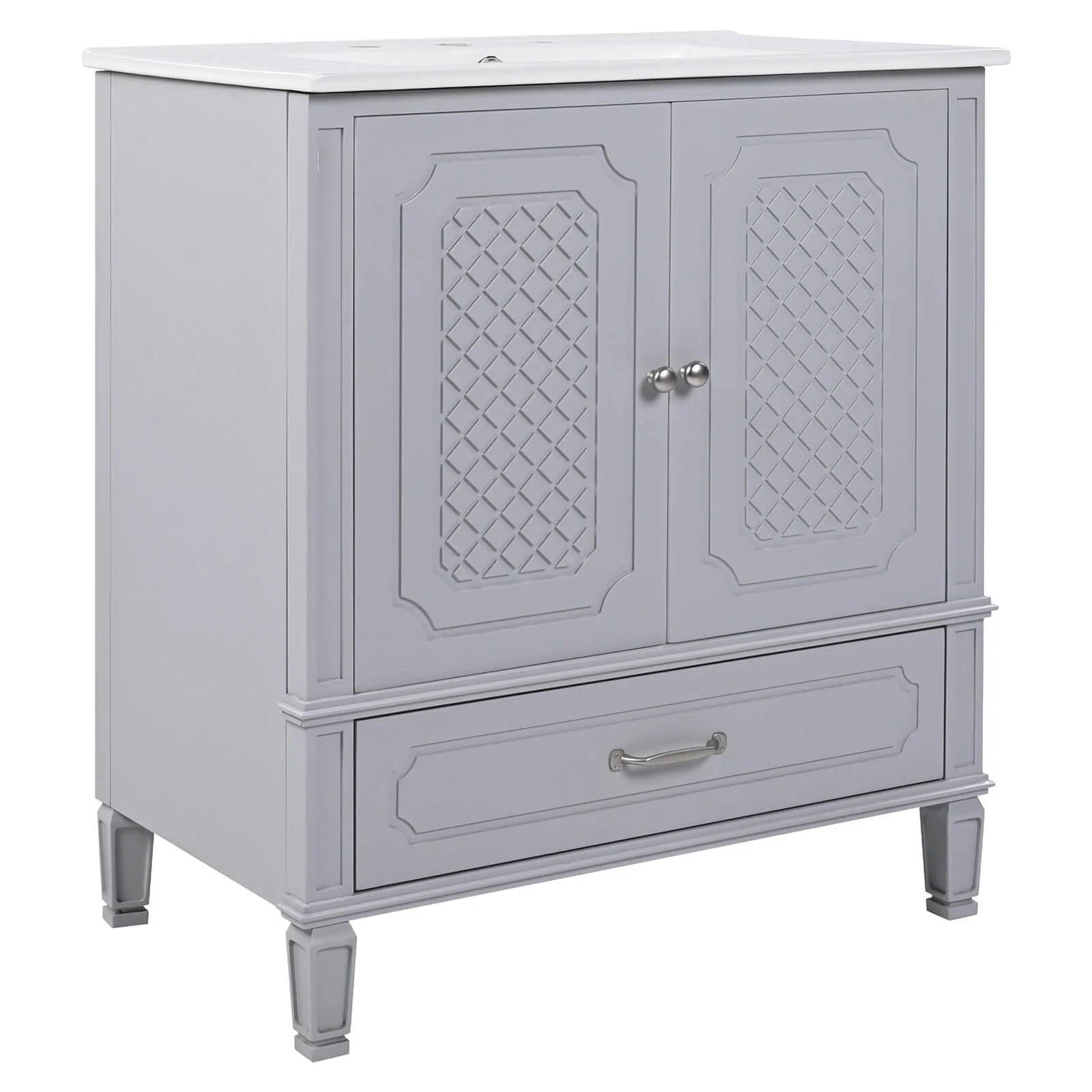 30" Gray Vintage Freestanding Bathroom Vanity - Image 13