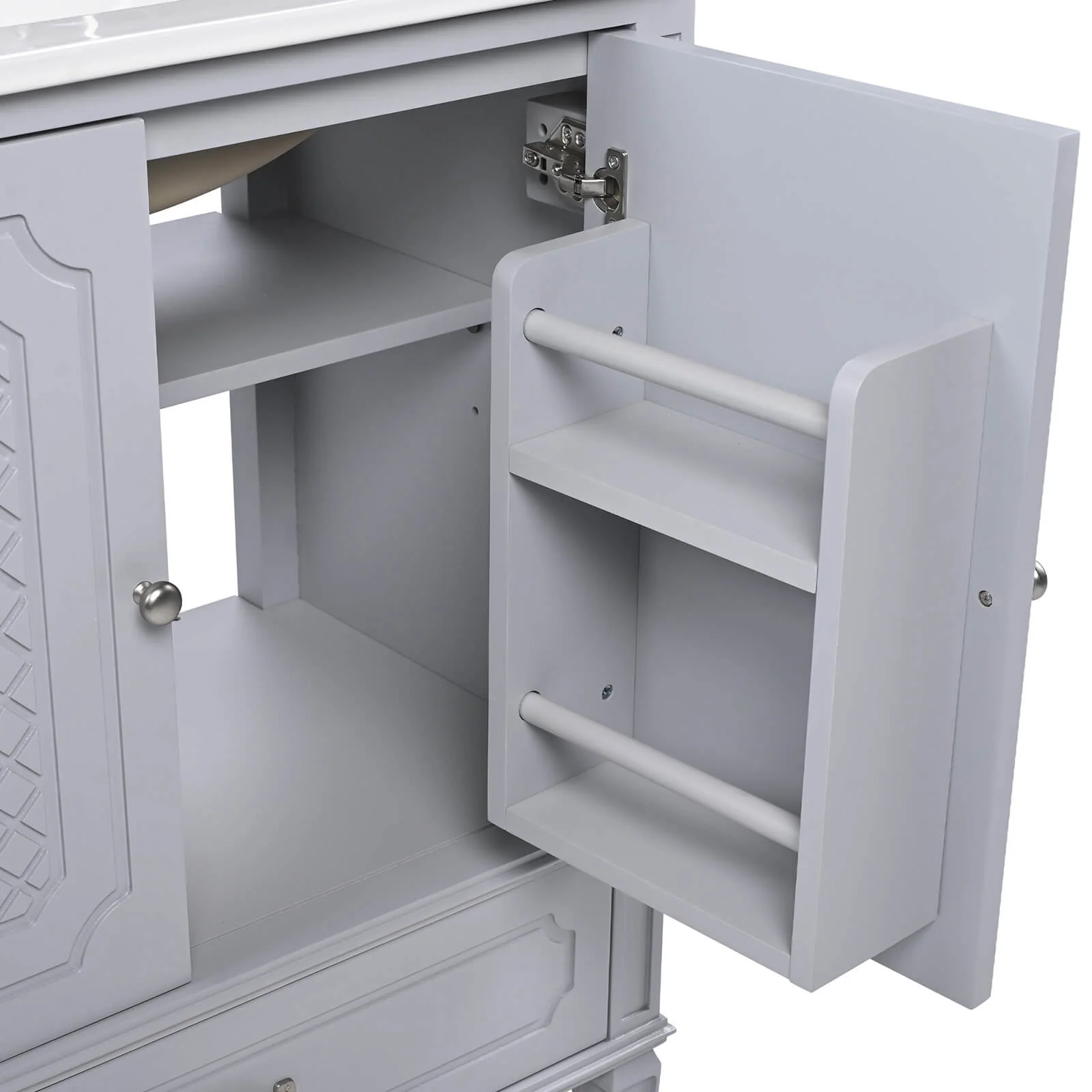 30" Gray Vintage Freestanding Bathroom Vanity - Image 8