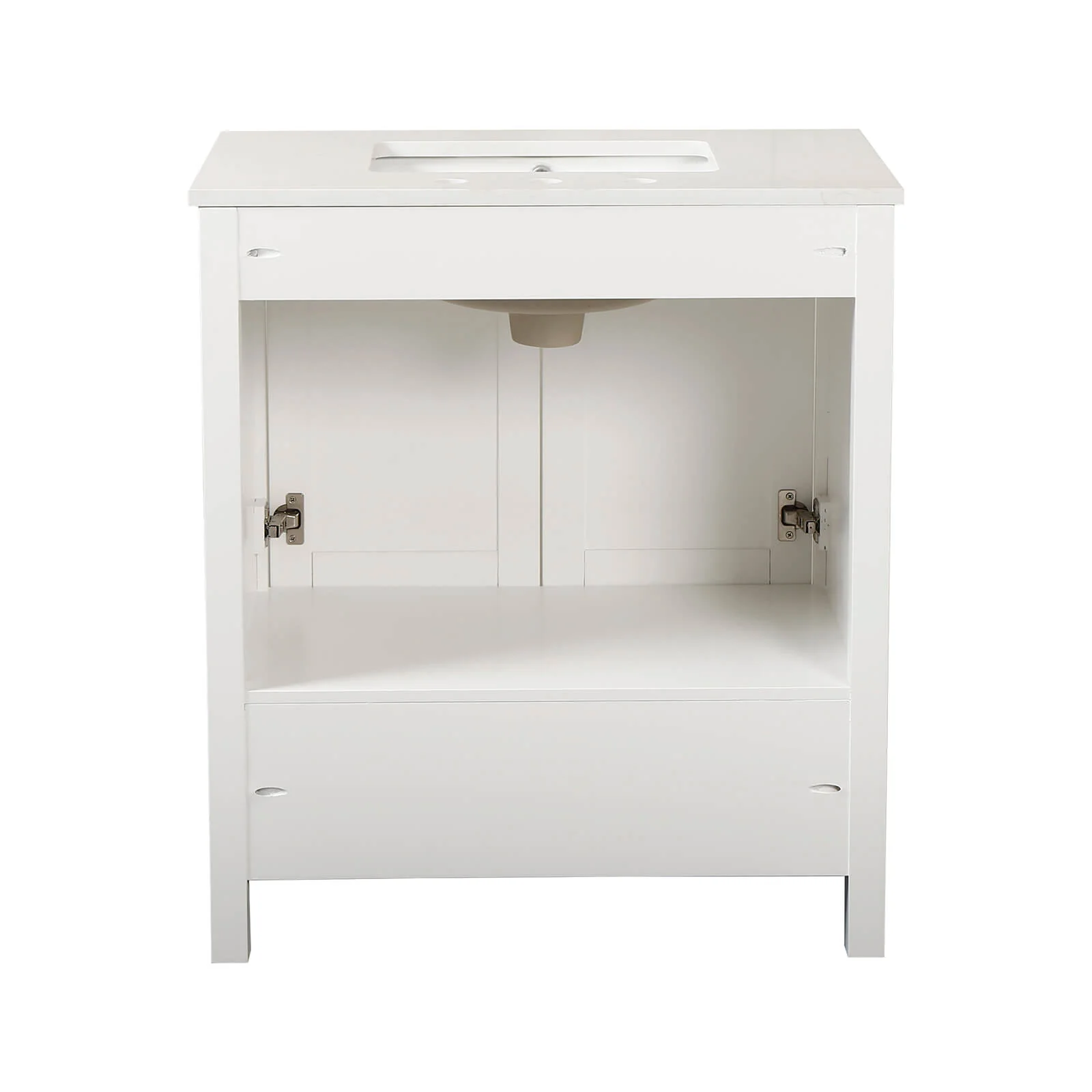 30" White Bathroom Vanity with Engineered Stone Countertop - Image 11