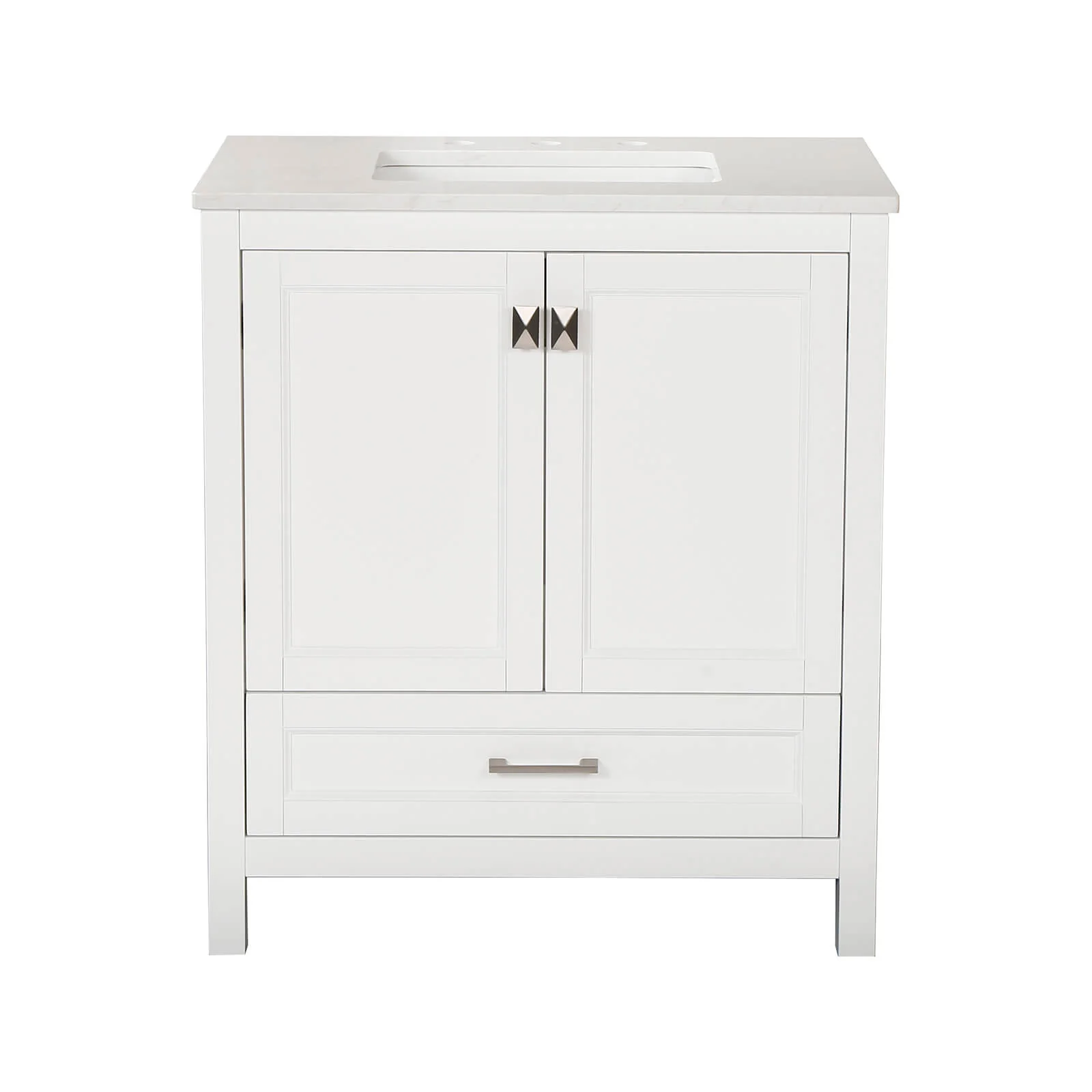 30" White Bathroom Vanity with Engineered Stone Countertop - Image 8