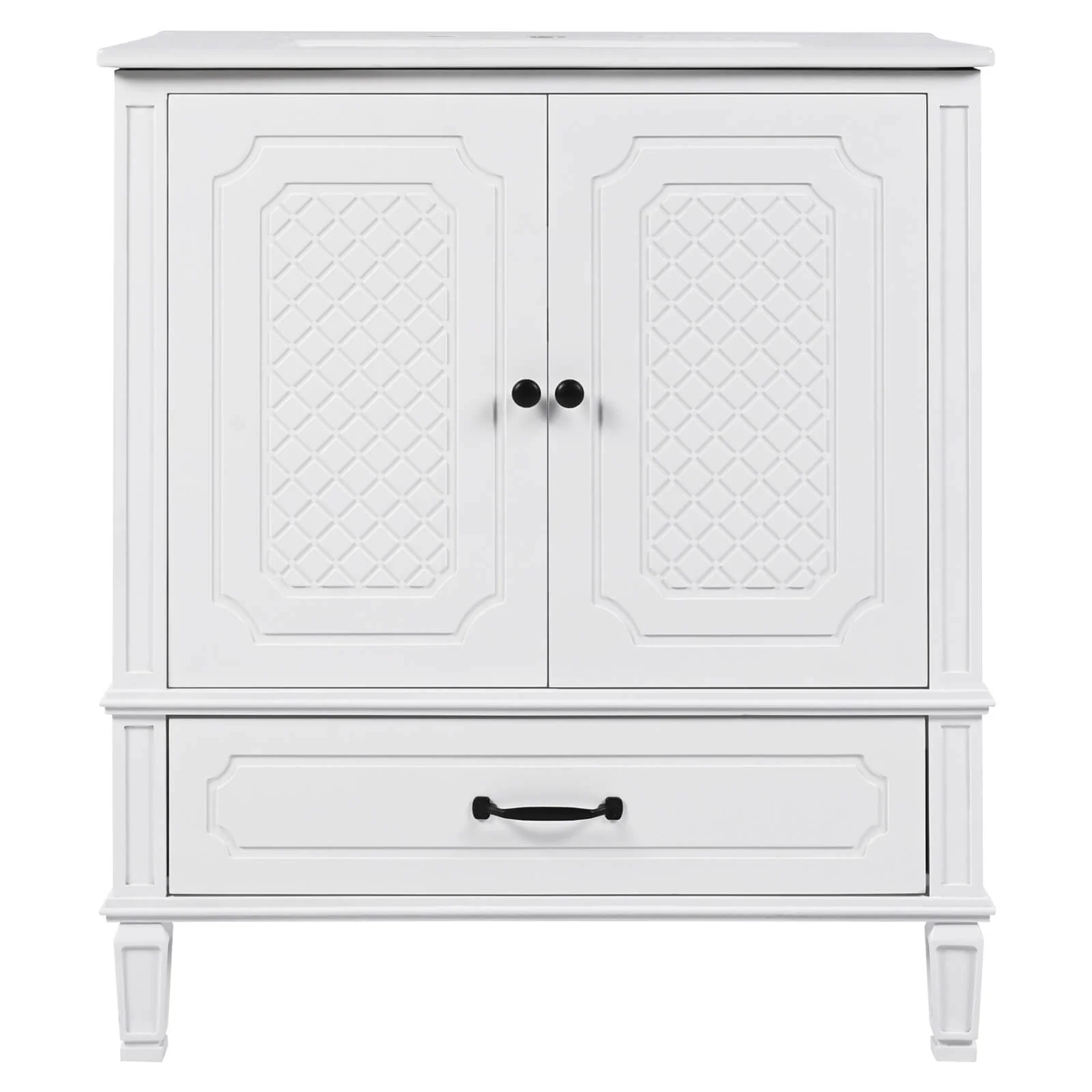 30" White Vintage Freestanding Bathroom Vanity - Image 13