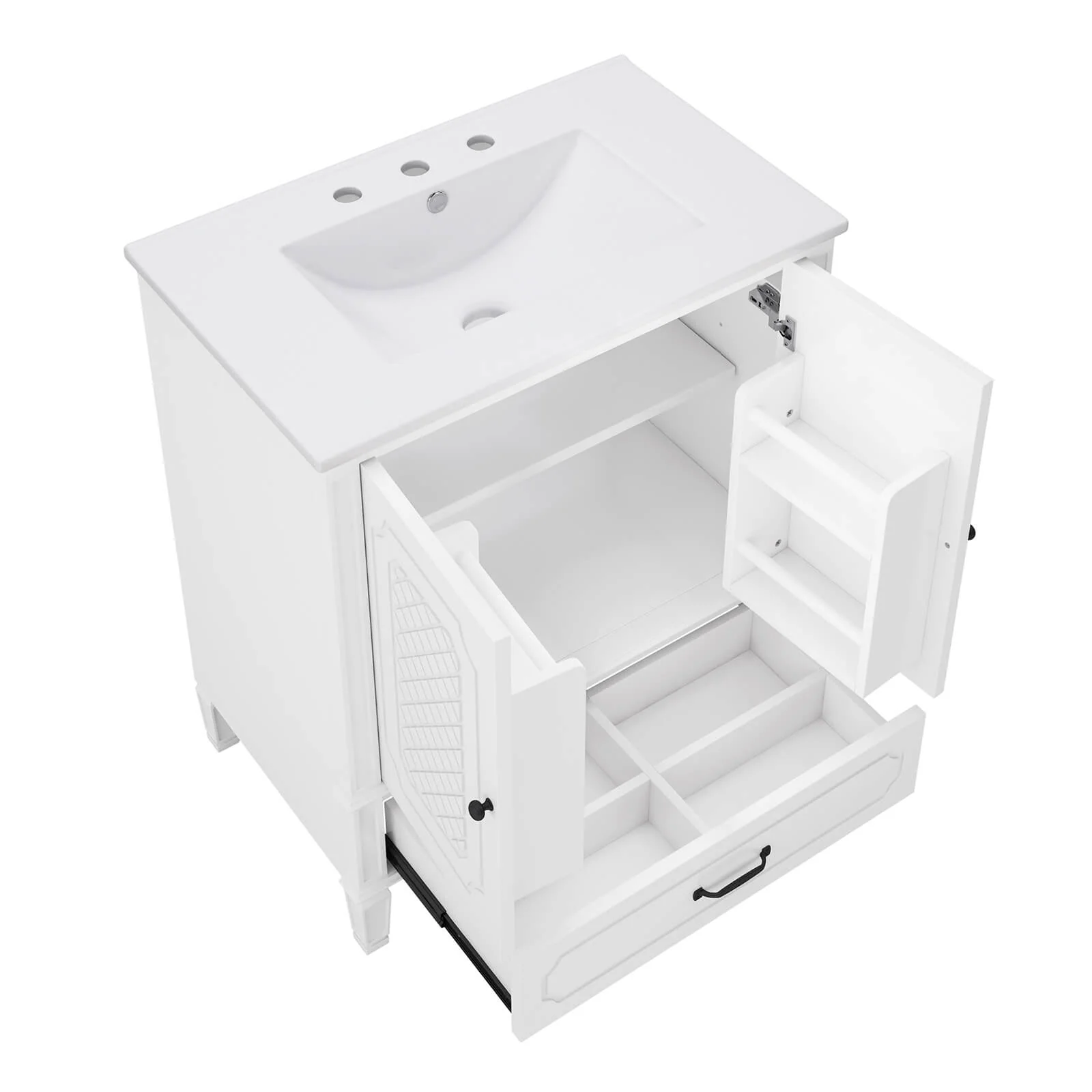 30" White Vintage Freestanding Bathroom Vanity - Image 14