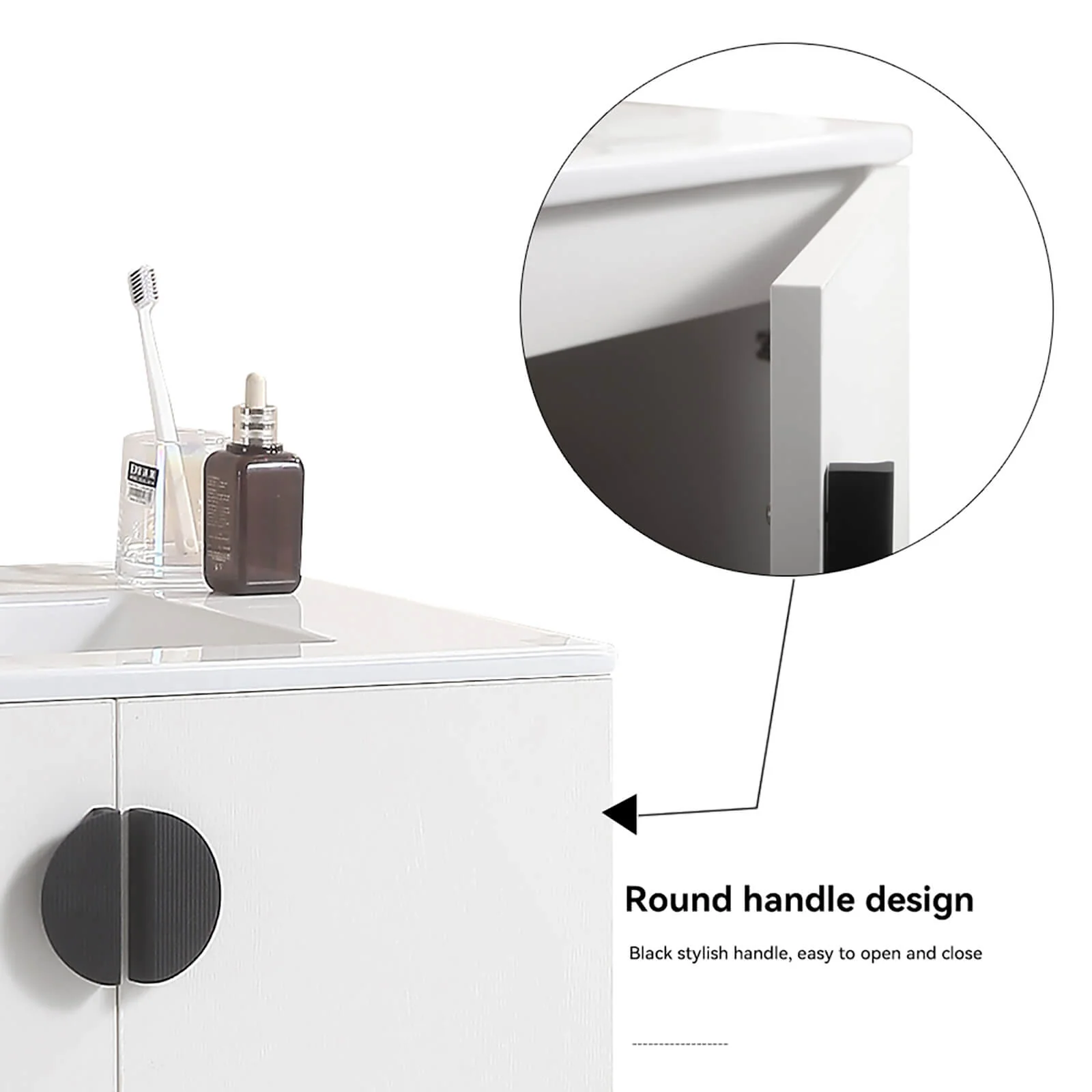 30" White Wall-Mounted Bathroom Vanity with Open Side Shelf - Image 8