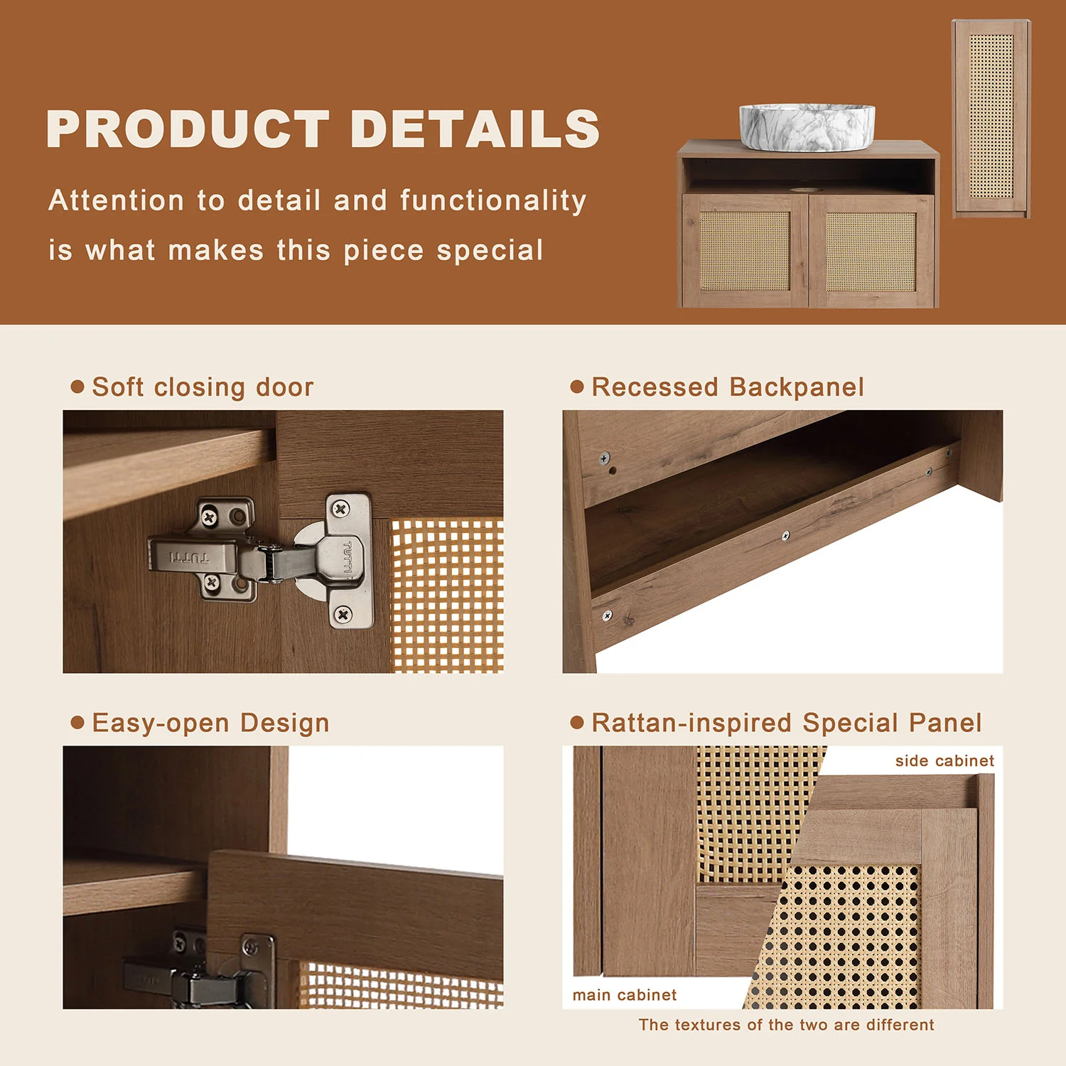 30" Bathroom Vanity with Marble-Veined Ceramic Sink and 12" Wall-Mounted Cabinet - Image 9