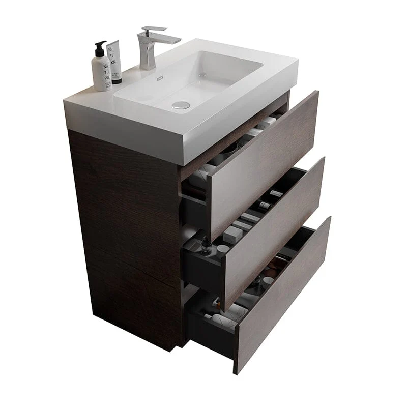 30 Inch Bathroom Vanity with Sink Floor Mounted One-Piece Sink Cabinet - Image 21