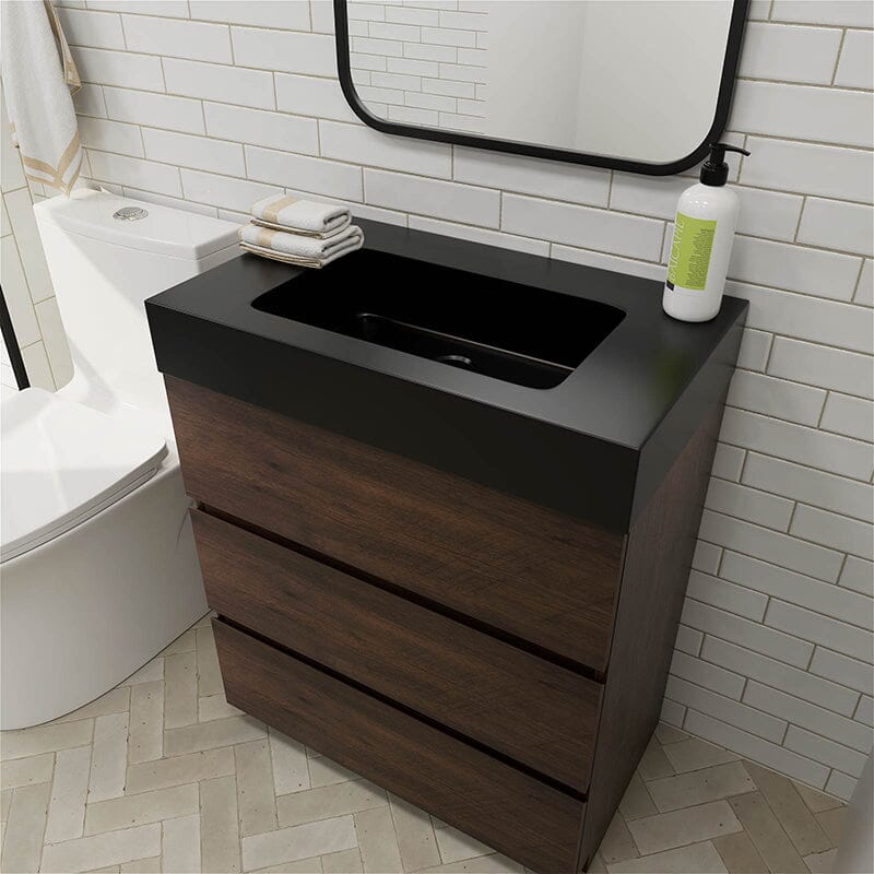 30 Inch Bathroom Vanity with Sink Floor Mounted One-Piece Sink Cabinet - Image 3