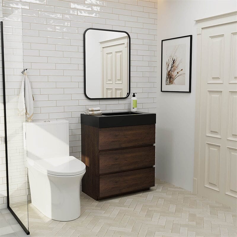 30 Inch Bathroom Vanity with Sink Floor Mounted One-Piece Sink Cabinet - Image 5