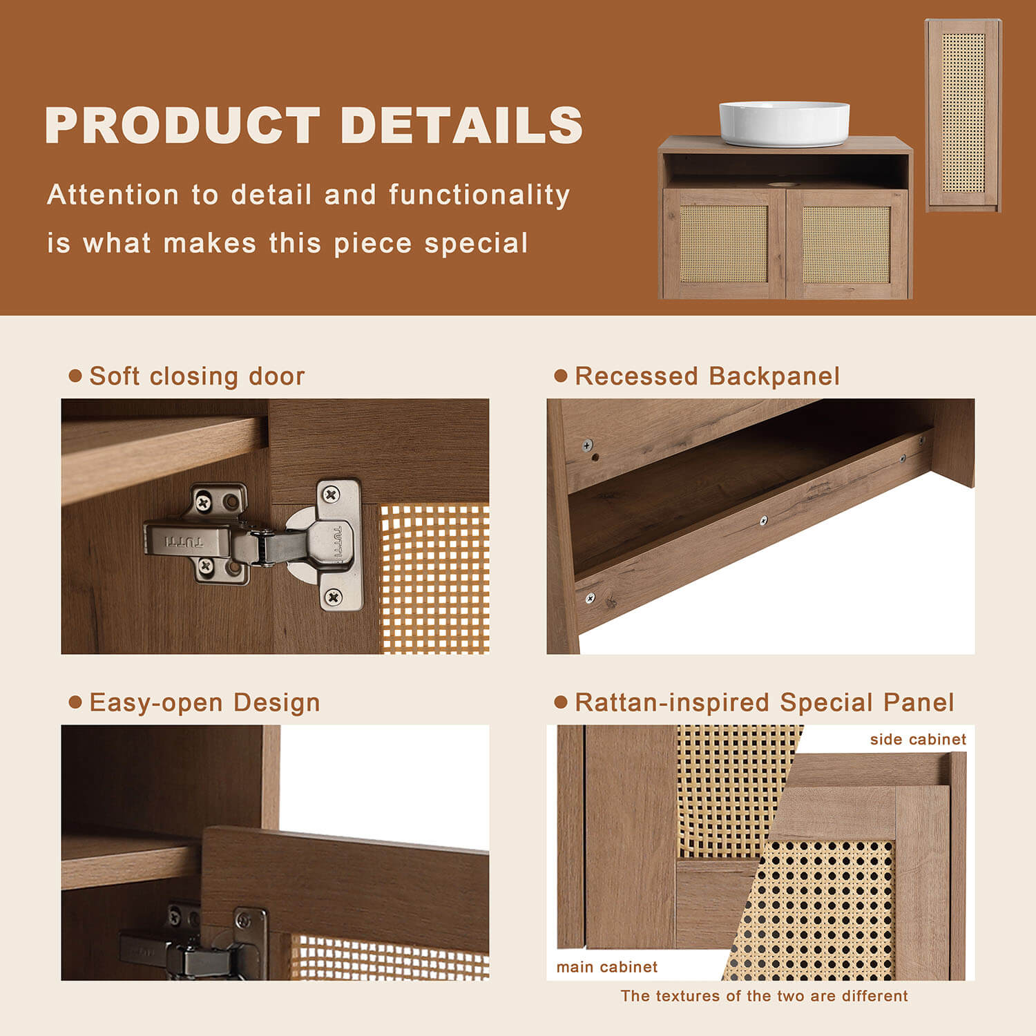 30" Bathroom Vanity with White Ceramic Sink and 12" Wall-Mounted Cabinet - Image 7