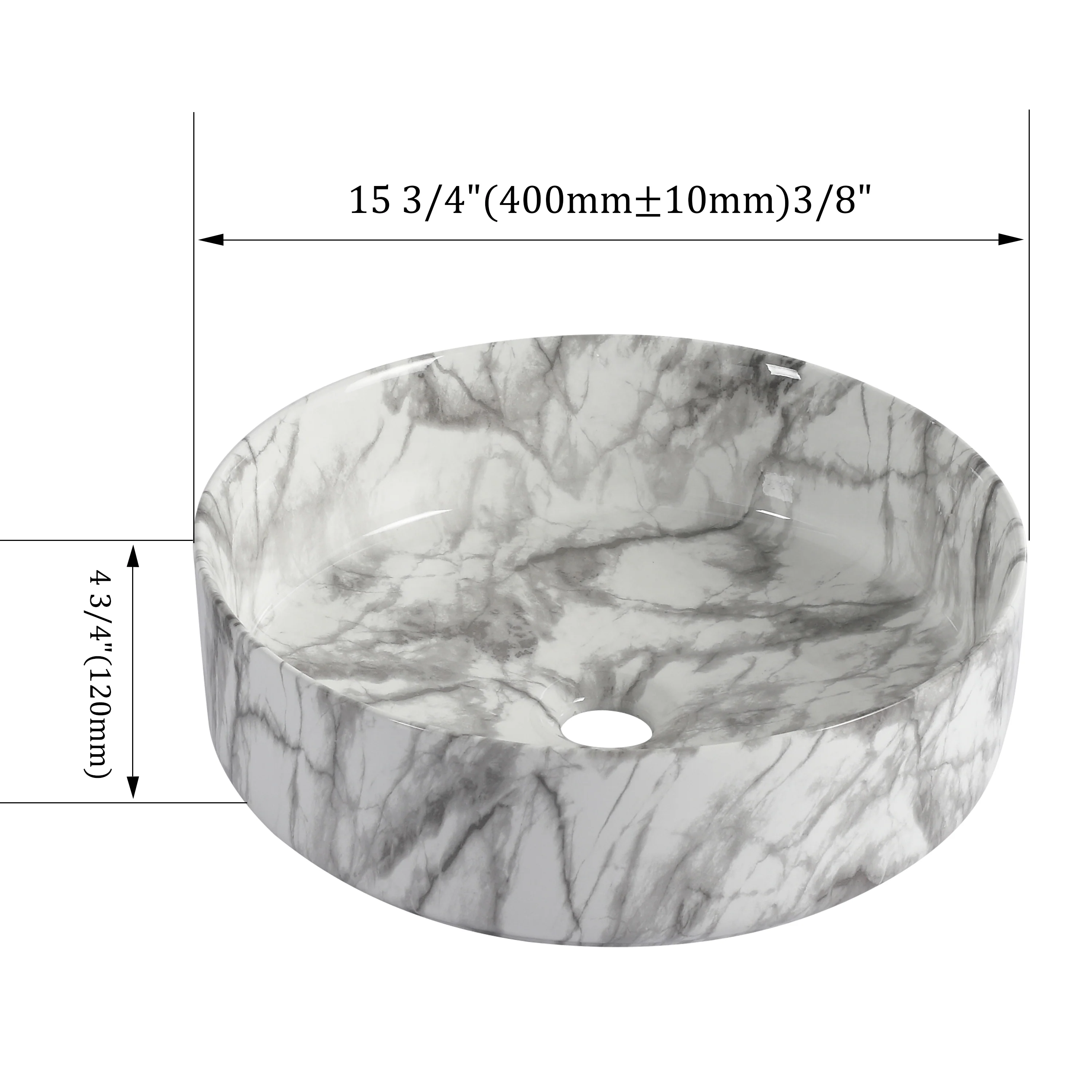 30" Floating Vanity with Marble-Veined Ceramic Sink and 12" Wall Storage Cabinet - Image 5