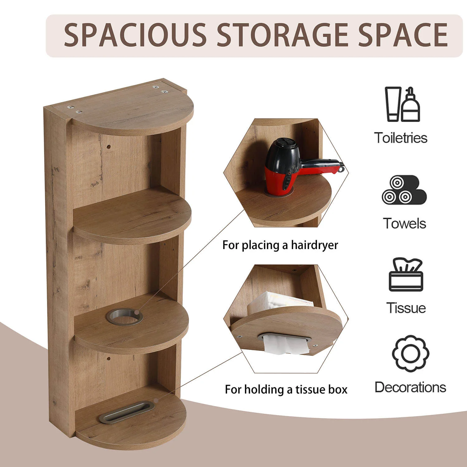 30" Floating Vanity with Marble-Veined Ceramic Sink and 12" Wall Storage Cabinet - Image 8