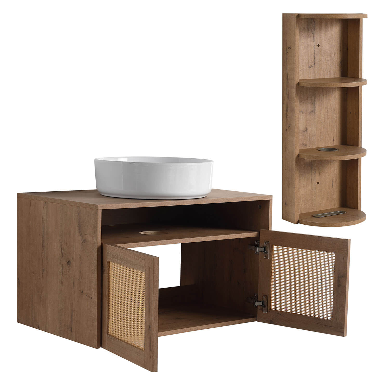 30" Floating Vanity with White Ceramic Sink and 12" Wall Storage Cabinet - Image 5